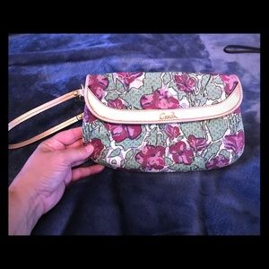 Coach wristlet- quilted with leather trim